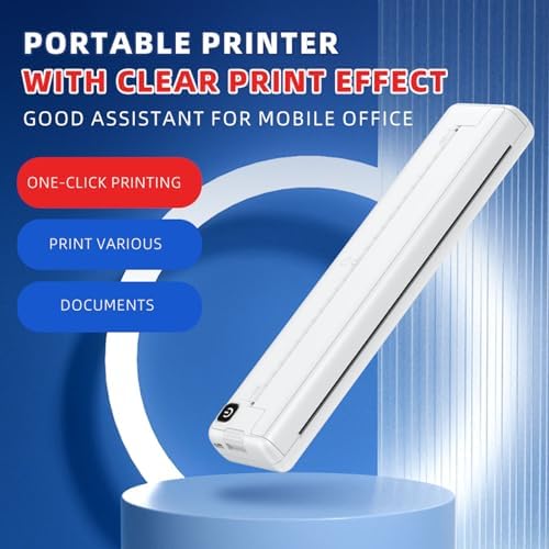 Yunseity Portable Inkless Printer, A4 Thermal Printer with, Rechargeable Battery, Wide Compatibility for School Office, Easy to Use
