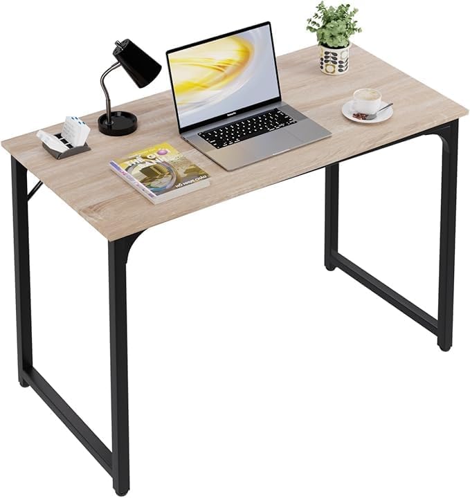 Gaming Desk,39 Inch Desk,Office Desk,Multi-Function Writing Table,Desks for Small Spaces,Modren Simple Style Desk,Metal Frame Office Desk,Adjustable Leg Pads,Nature