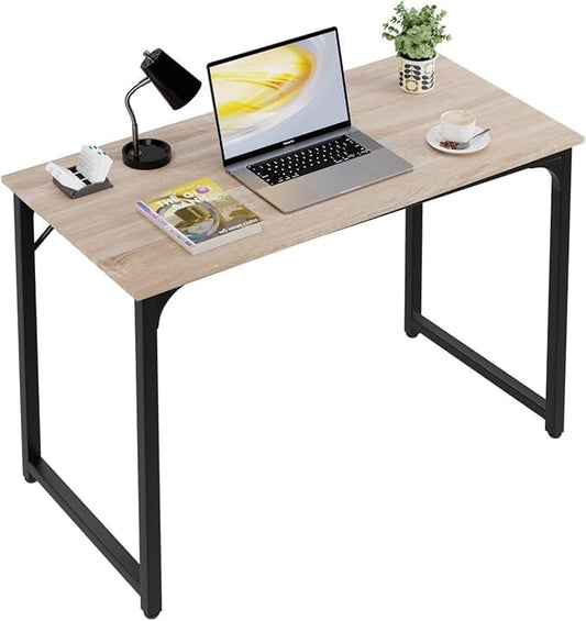 Gaming Desk,39 Inch Desk,Office Desk,Multi-Function Writing Table,Desks for Small Spaces,Modren Simple Style Desk,Metal Frame Office Desk,Adjustable Leg Pads,Nature