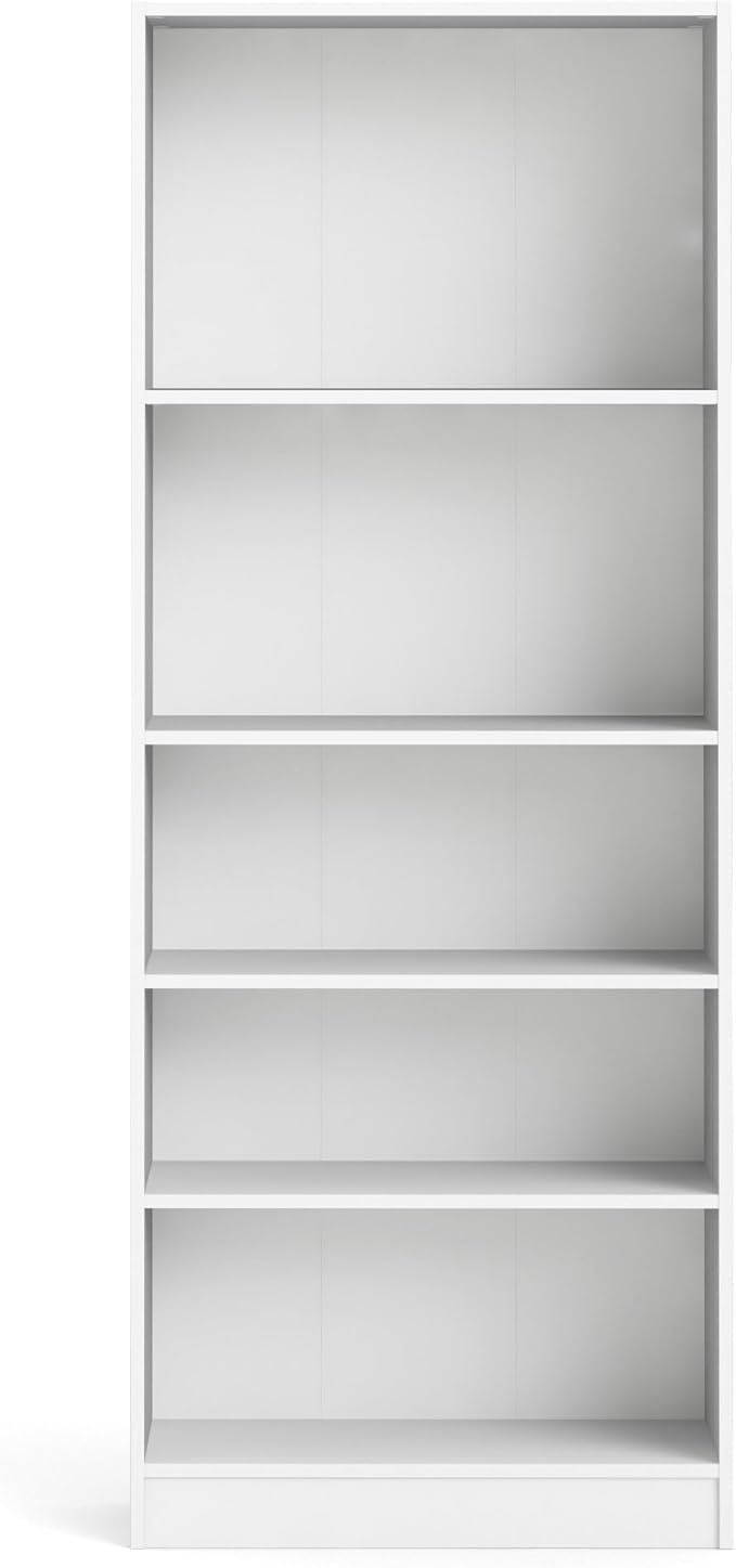 Tvilum Element Wide 5 Shelf Bookcase, Tall, White