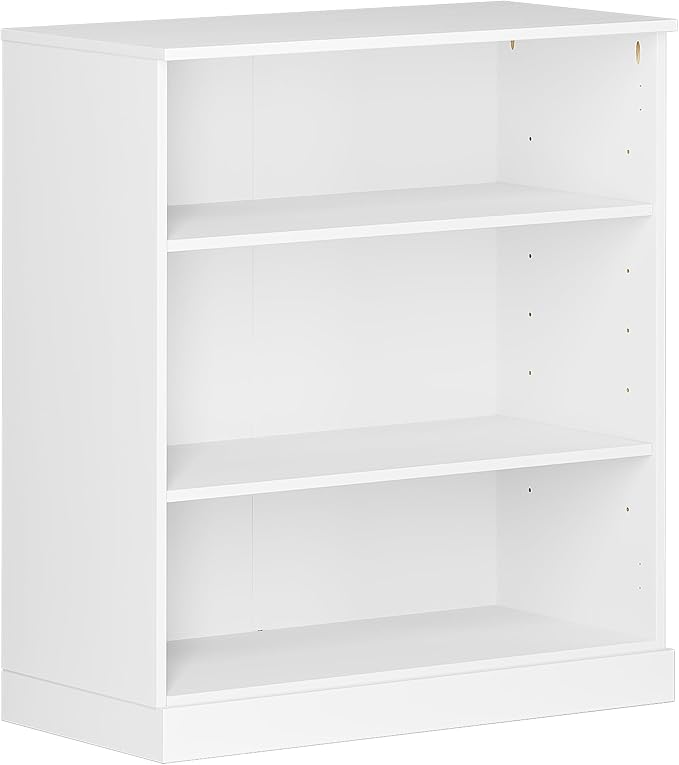 Palace Imports Solid Wood Bookcase - 3-Tier Floor Standing Bookshelf - 36" Short Storage Shelf, 32” Wide - White, Display Furniture for Living Room, Renewable 100% Eco-Friendly Wood, Made in Brazil
