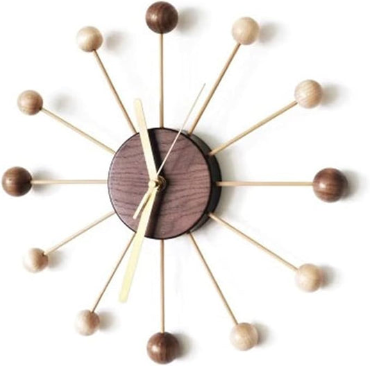 Wall Clock Planet Wall Clock Living Room Household Creative Mute Clock Wooden Modern Simple Wall Clock Office Design Feeling Decor Clock (Color : A) (B One Size)