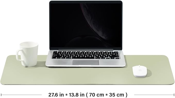 Leather Desk Mat - Non-Slip PU Desk Pad for Office and Home - Desk Organization and Accessories - Ideal for Large Mouse Pad and Desk Mats on Top of Desks (Light Green,27.6"x 13.8")