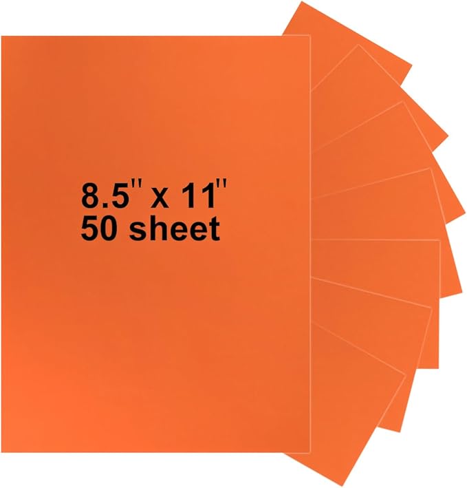 50 Sheets 8.5" x 11" Orange Cardstock, Heavyweight Cardstock Sheets Blank Invitation Paper Greeting Cards Printable, 75lb Cover 200 GSM