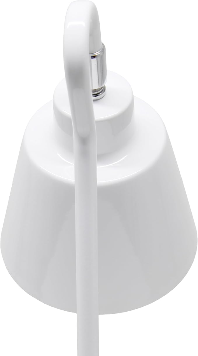 Simple Designs LD1079-WHT 16" Sleek Essentials Metal Looped Desk Task Lamp with Adjustable Shade, for Office, Desk, Nightstand, Dorm, White