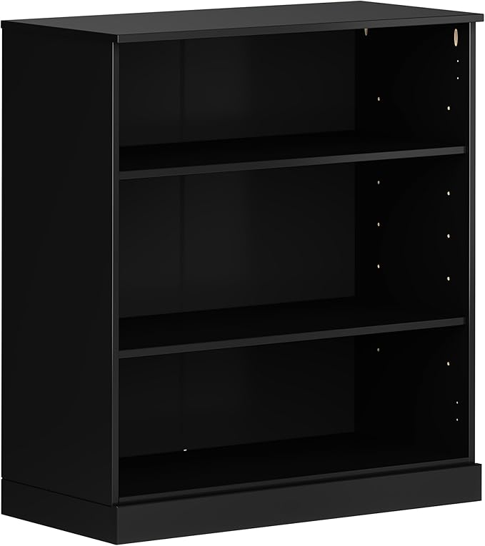 Palace Imports Solid Wood Bookshelf - 32” W x 36" H - 3 Shelf Bookcase - Black, Short Bookcase with Adjustable Shelves for Living Room Display Furniture, 100% Eco-Friendly Wood, Modular Cabinets