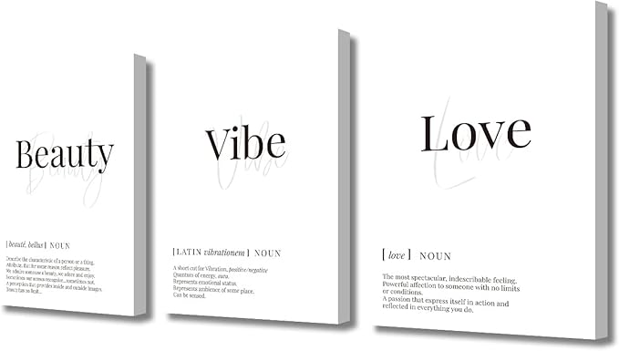 Office Wall Decor 3 Pieces Minimalist Wall Art Motivational Inspirational Posters and Prints Canvas Framed Artwork for Home Walls Beauty Vibe Love Poster Modern Wall Hanging, 42" Wx20 H