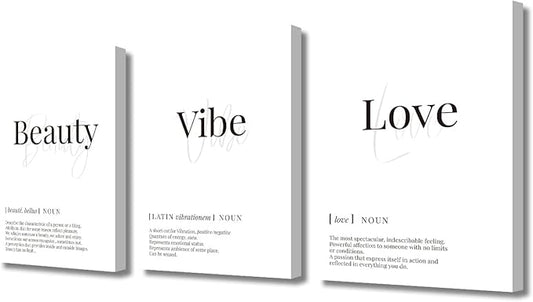 Office Wall Decor 3 Pieces Minimalist Wall Art Motivational Inspirational Posters and Prints Canvas Framed Artwork for Home Walls Beauty Vibe Love Poster Modern Wall Hanging, 42" Wx20 H
