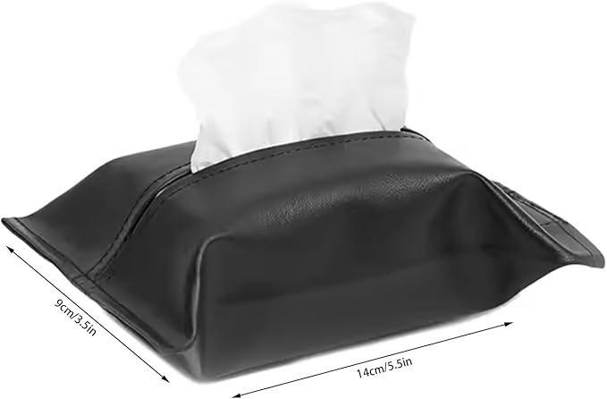 Stylish Tissue Box Car Tissue Box and Creative Tissue Box Leather Tissue Box for Bathroom Vanity Countertop Desk Office Gift Decor Hotel Modern Tissue Box (Color : Black, Size : Large) (Black Small)
