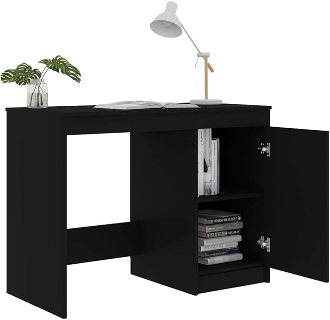 Desk,Home Office Computer Desk with Storage & Spacious Desktop, Writing Study Desk Laptop Desk for Bedroom Black 39.4"x19.7"x29.9" Chipboard