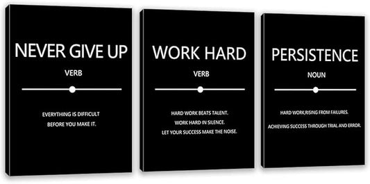 Inspirational Success Canvas Wall Art - Hustle Posters Prints - Entrepreneur Quote Wall Picture - 3 Pieces Artwork - Framed - Easy to Hang (72'Wx36'H)