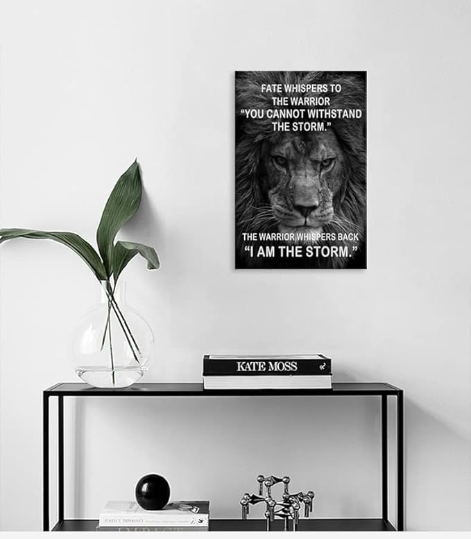 WYJZDZQ8 Lion Inspirational Canvas Office Print Wall Art Animal Motivational Picture Inspiring Animal Poster Painting Modern Artwork for Home Bedroom Living Room Office Decor Frame[12''W X 18''H]