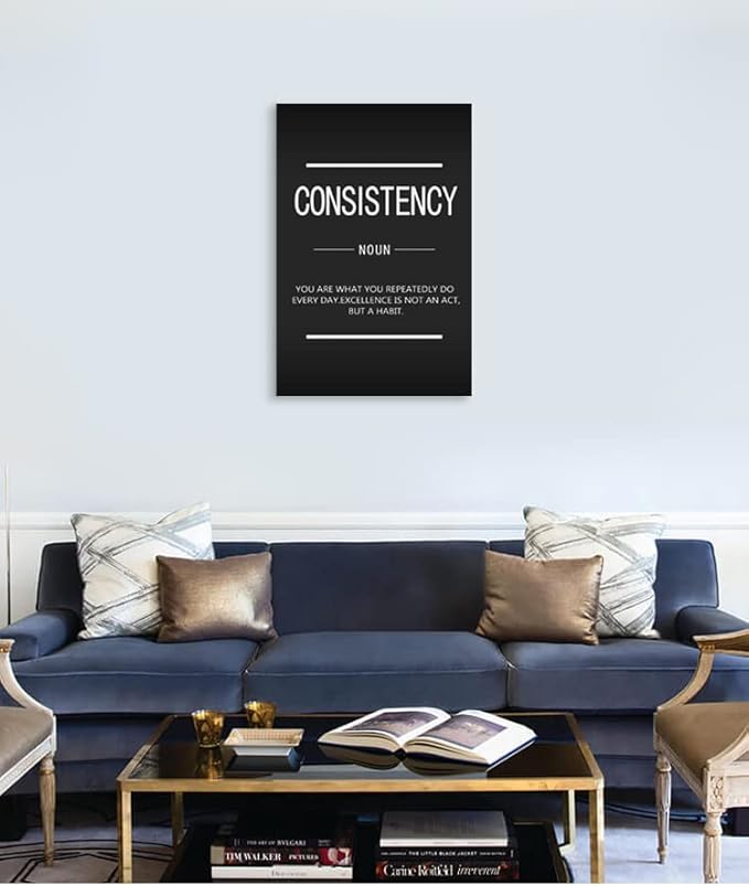 WYJZDZQ8 Inspirational Entrepreneur Quotes Poster Motivational Canvas Wall Art Consistency Noun Print Artwork Painting Home Decoration Office Bedroom Living Room Framed Ready to Hang[24''W x 36''H]