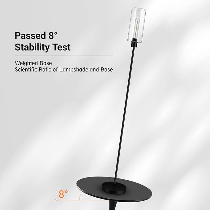 BoostArea Floor Lamp With Glass Lampshade, 4W Bulb Included - Modern Standing Pole Lamp for Living Room, Bedroom, Office, Kids Room, Reading