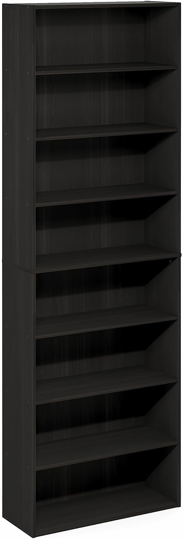 Furinno Basic Book Shelf, 8-Tier Bookcase with Open Shelf, Standing Bookshelf, Cube Storage Organizer, 12 x 24 x 71, for Living Room, Bedroom, Home Office, Espresso