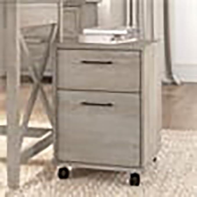 2 Drawer Mobile Pedestal in Washed Gray