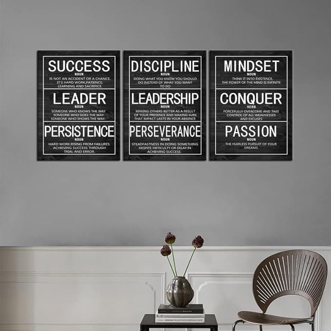 Motivational 3 Pieces Poster Inspirational Canvas Wall Art Prints Artwork for Living Room Office Modern Home Decor Inspiring Painting Pictures Stretched and Framed Ready to Hang [36''Wx 16''H]