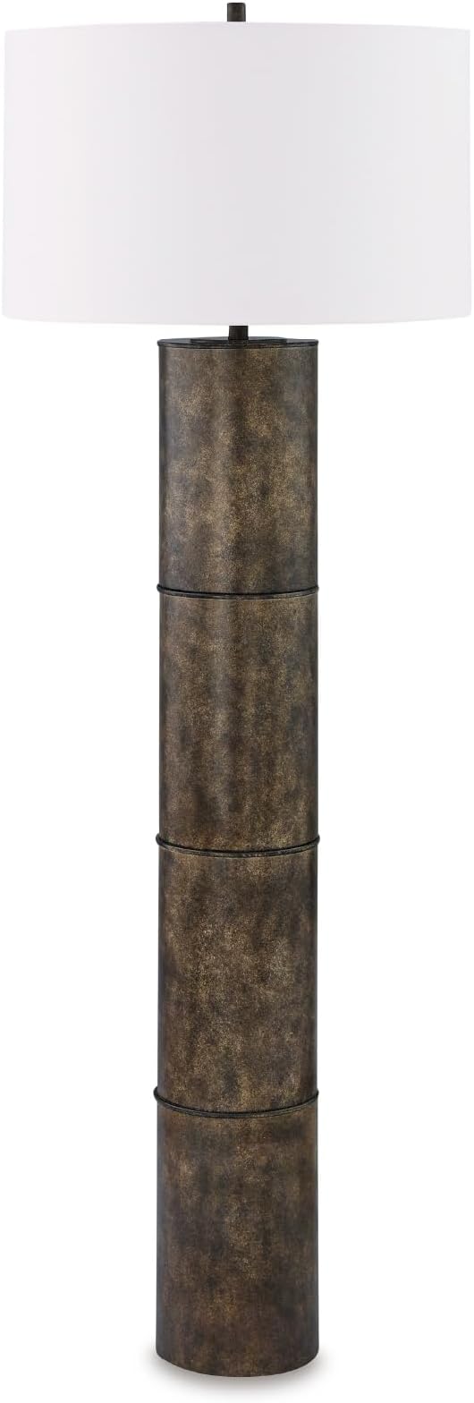 Signature Design by Ashley Jebson Contemporary Metal Floor Lamp with 3-Way Switch, Dark Brown & White