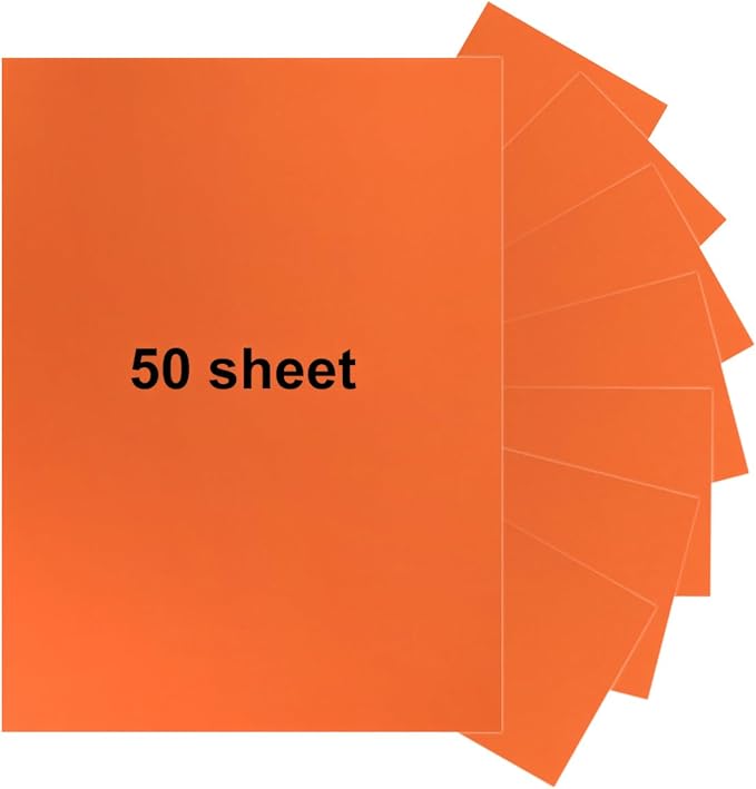 50 Sheets 8.5" x 11" Orange Cardstock, Heavyweight Cardstock Sheets Blank Invitation Paper Greeting Cards Printable, 75lb Cover 200 GSM