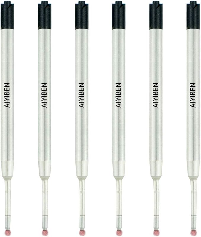 3.9'' ballpoint pen refill, replaced stylus and ballpoint pen metal refill, smooth writing ballpoint pen refill (black, 6 Pack)