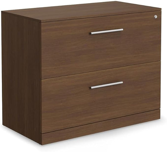 NBF Walnut Wood Locking File Cabinet with Drawers for Office Storage
