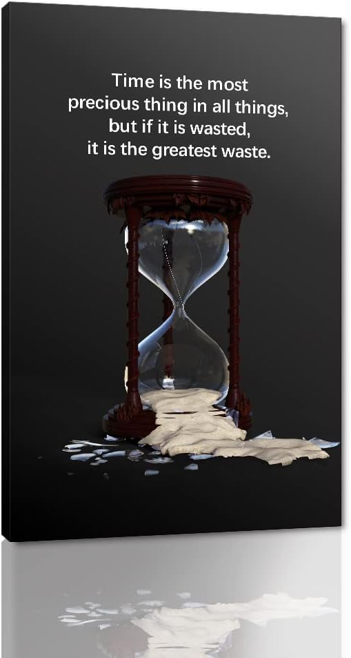 Inspirational OfficeWall Art hourglass of time Canvas Poster Entrepreneur Quotes Painting Prints on Canvas Nature Theme Poster Decoration for Work Home Office Wooden Framed Easy to Hang -28”Wx44”H