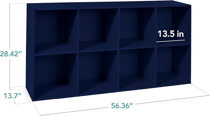 Best Choice Products Kids Bookcase 8-Cube Storage Organizer, 13.5in Shelf Opening, Bookshelf, Toy Storage, Customizable w/ 3 Removable Back Panels – Navy