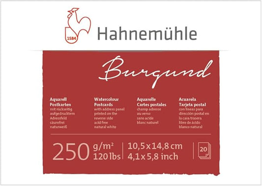 Hahnemühle Postcard Pad, Rough Surface, 20 Sheets, 4.13 x 5.83 inches, 250gsm, Watercolor, Blank Postcards