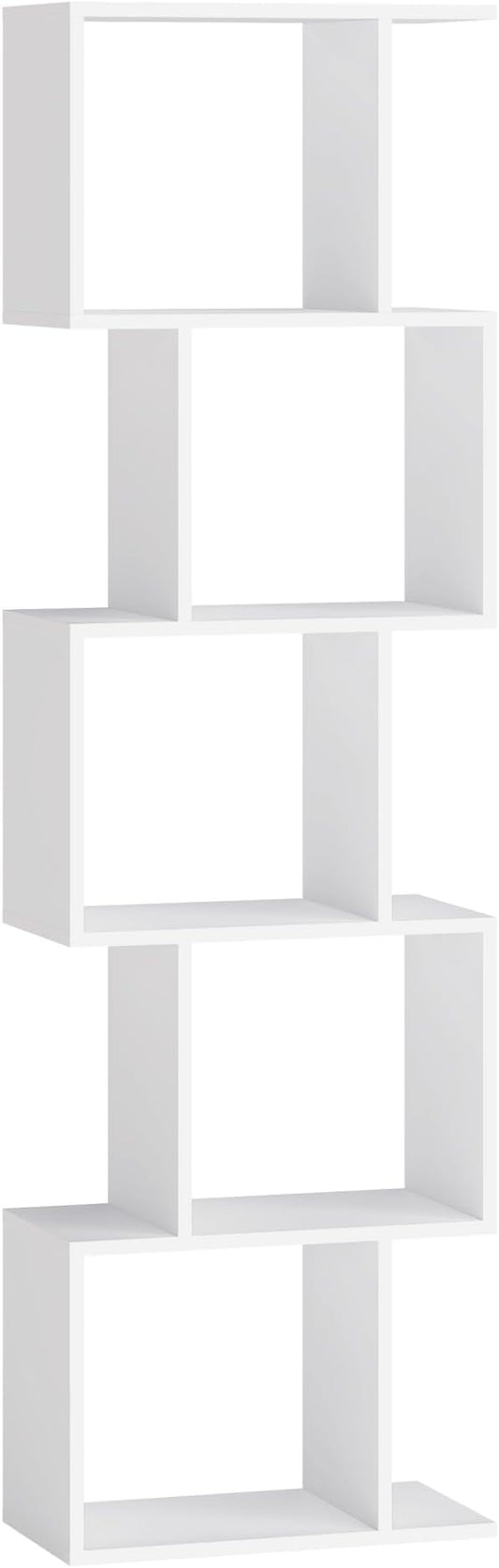 VASAGLE Bookshelf, 5-Tier Bookcase, 9.4 x 15.7 x 62.6 Inches, Storage Shelf with Open Compartments, Modern Style, for Living Room, Bedroom, Office, Matte White ULBC462W01