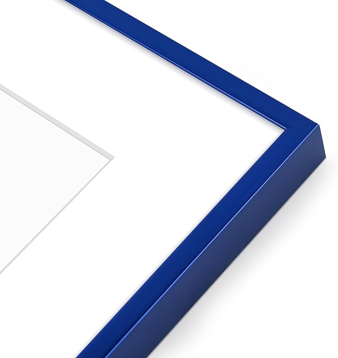 Golden State Art 12x12 Picture Frame 6 Pack - Navy Blue Aluminum Photo Frames With 8x8 Mats and Real Glass Cover - Elegant Minimalist Wall Gallery Frames for Home or Office Decor