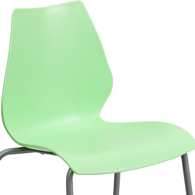 Flash Furniture HERCULES Series 770 lb. Capacity Green Stack Chair with Lumbar Support and Silver Frame