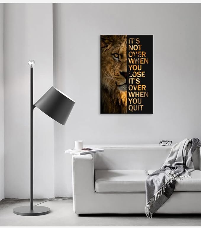 Inspirational Office Wall Art Motivational Canvas Wall Art Lion Poster Print Wall Decor Inspiring Entrepreneur Quote Paintings Picture Artwork Bedroom Home Decor Ready to Hang [24''W x 36''H]