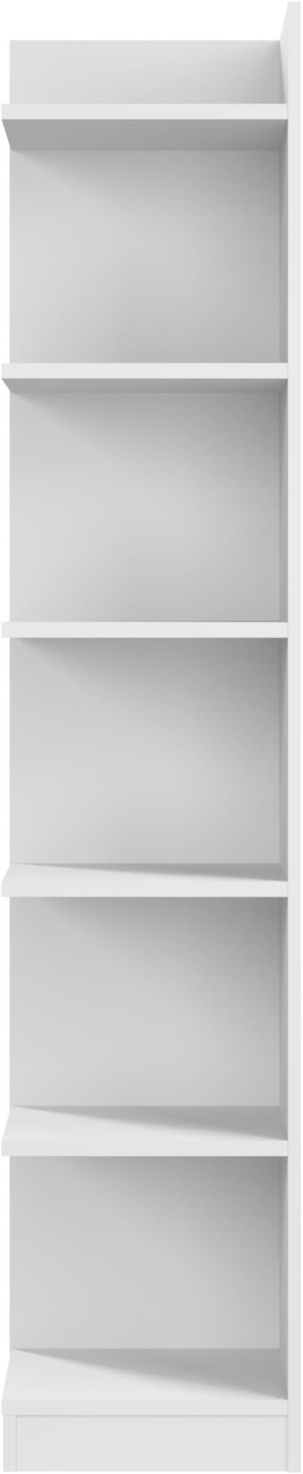 Bush Home Universal 15W Tall Corner Bookshelf in White, 6 Shelf Narrow Bookcase for Home Office Storage or Living Room Organization