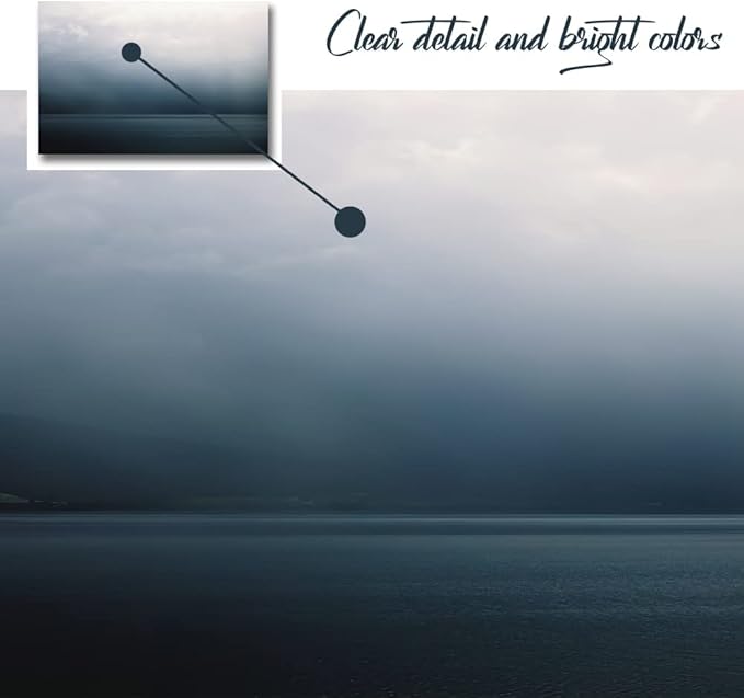Large Canvas Wall Art Modern Abstract Art Paintings Green Mountains Blue Sea Under the Grey Sky Scenery Framed Artwork Pictures for Living Room Bedroom Hallway Wall Decor 36x24in