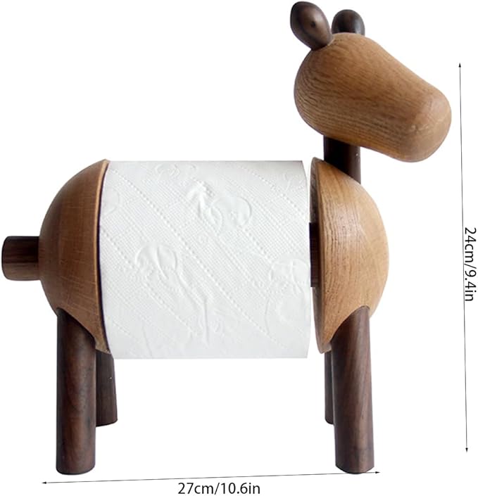 Durable Tissue Rack Wooden Animal Tissue Holder Cute Paper Roll Holder and Creative Standing Paper Towel Rack for Bedroom Office Washroom Sturdy Paper Holder (Brown)