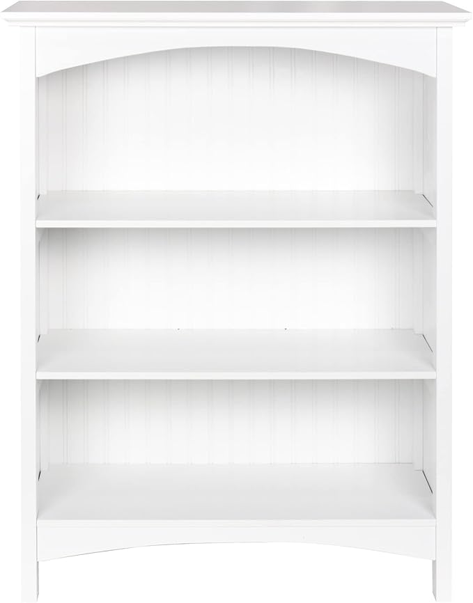eHemco 3 Tier Bookcase with 2 Arched Supports, 40 Inches, White