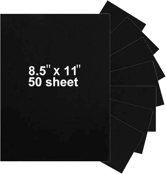 50 Pieces 8.5" x 11" Black Cardstock, Heavyweight Cardstock Sheets Blank Invitation Paper Greeting Cards Printable, 74lb Cover 200 GSM