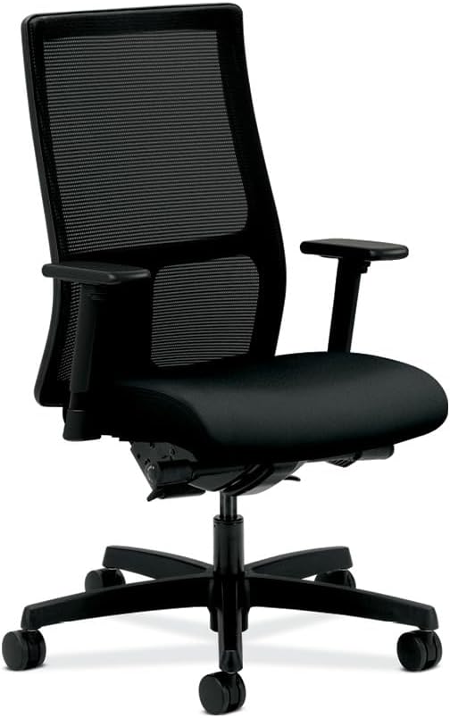 HON Ignition 2.0 Mid-Back - Black Mesh Computer Chair for Office Desk, Black Fabric (HONI2M2AMNC10TK)