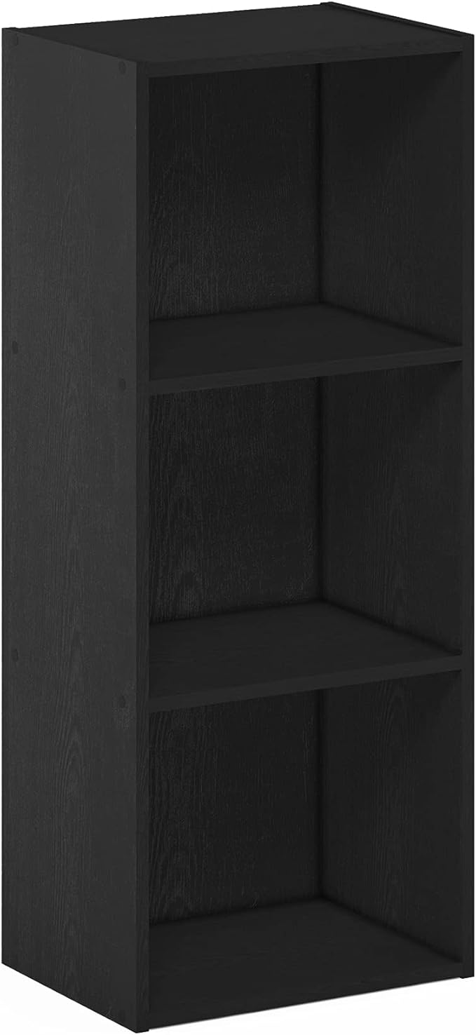 Furinno LUDER Book Shelf, 3-Cube Bookcase, Bookshelf, Open Storage Shelf, 9.3 x 12 x 31.5 Inches, for Home Office, Living Room, Darkwood