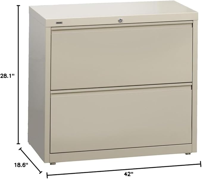 Lorell 60438 Lateral File, 2-Drawer, 42-Inch x18-5/8-Inch x28-1/8-Inch, Putty