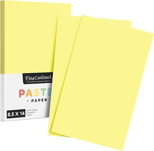 Canary Pastel Colored Paper - Perfect for Documents, Invitations, Posters, Flyers, Menus, Arts and Crafts | 8.5" x 14" (Legal Size) | Regular 20lb Bond (75gsm) Paper - Smooth Finish | 50 Sheets