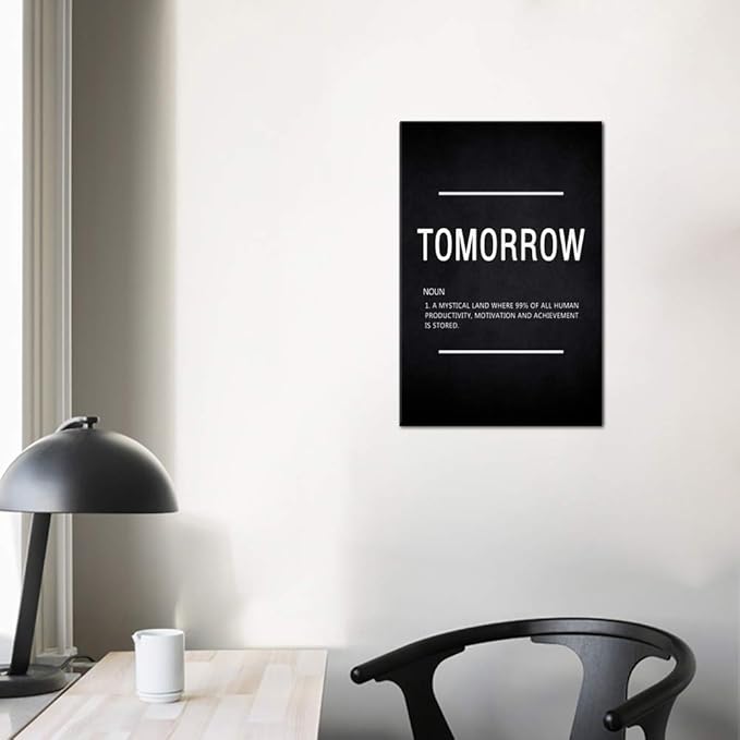 Inspirational Canvas Wall Art Success Motivational Painting Tomorrow Noun Hustle Pictures Inspiring Entrepreneur Quote Posters Prints Artwork Decor for Home Office Framed Ready to Hang (12”Wx16”H)