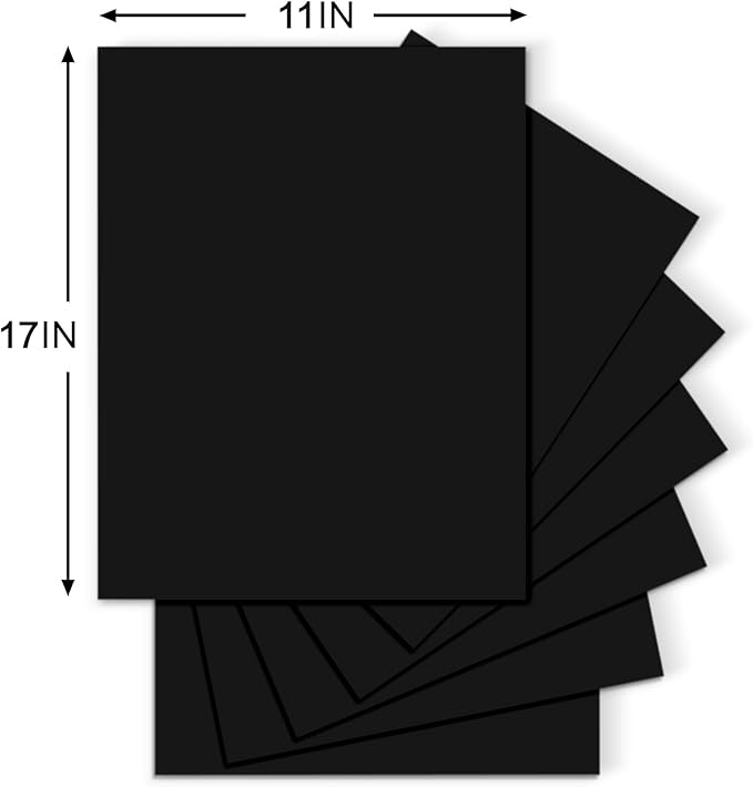 11x17 Black Card Stock, 100 Sheets, 80lb Thick, A3 Paper, Poster Paper, Display Board for Art & Crafts, Exhibits