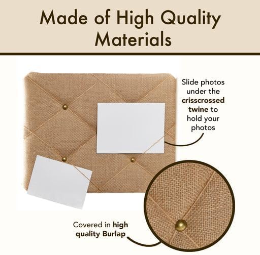 Burlap Covered with Criss-Cross Twine Bulletin Picture & Memo Board, 19.75 x 15.75