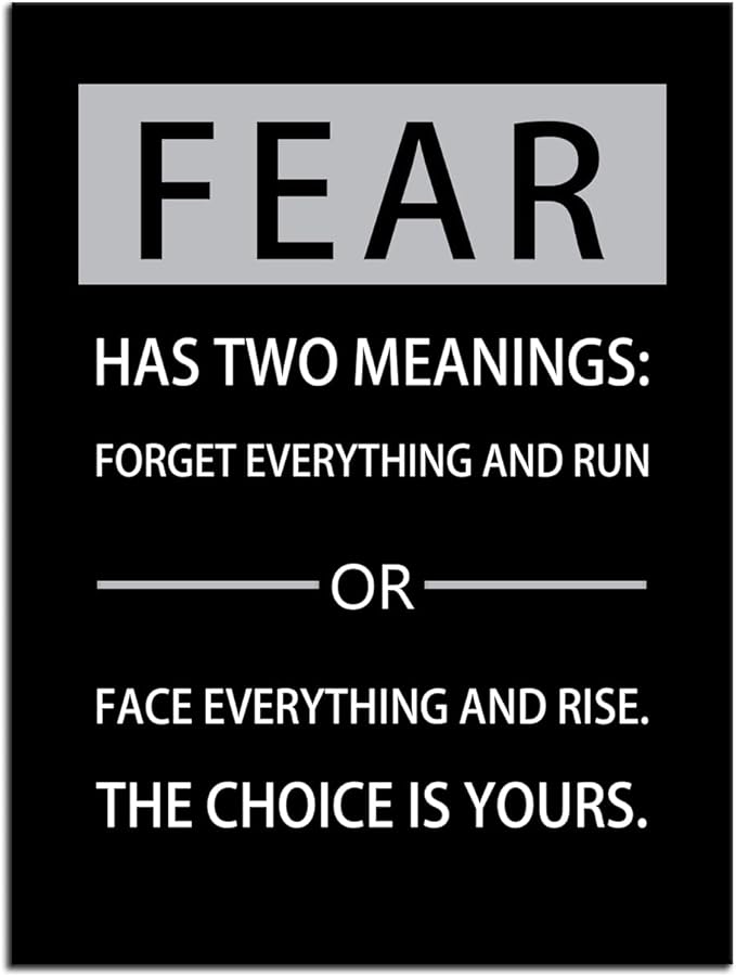 Inspirational Canvas Wall Art Fear Has Two Meanings Printed Pictures Motivational Entrepreneur Quotes Pictures Posters Home Decor Painting Frame for Living Room Office Ready to Hang [18''W x 24''H]