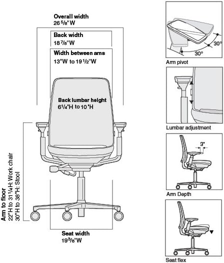 Steelcase Amia Task Chair: Platinum Frame/Base - 4 Way Adjustable Arms - Standard Carpet Casters