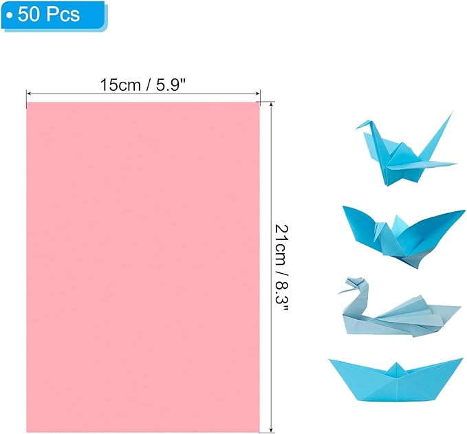 PATIKIL Light Pink Colored Copy Paper, 50 Sheets 8.3x5.9" A5 19lb/70gsm Double Sided Colorful Print Paper Bulk Sheet DIY Craft Art Projects Supplies for Printer Origami