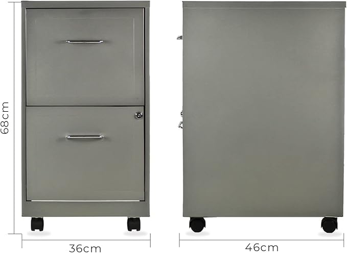 Lorell 2-Drawer Mobile File Cabinet, Gray- (LLR16873)