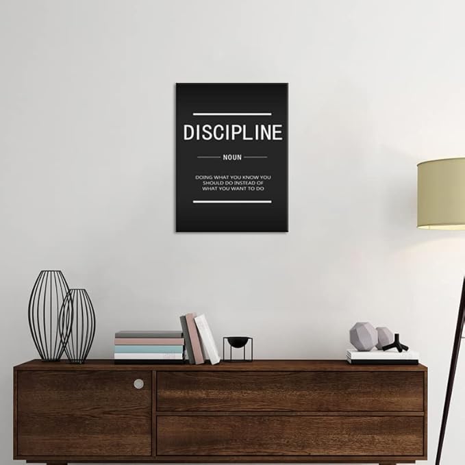 WYJZDZQ8 Inspirational Wall Art Discipline Noun Motivational Posters Modern Home Office Decor Canvas Painting Wall Art Pictures Print Artwork Stretched and Framed Ready to Hang [18" W x 24" H]