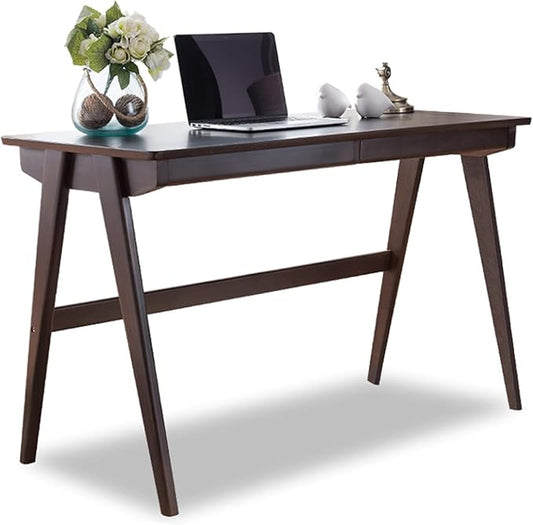 GLigeT Office Desk Modern Simple Style Wood Desk Study Writing Table Double Drawer Home Office Monitor Stand Workstation, 2 Colors Study Writing PC Desk (Color : Walnut, Size : 0.8 Meters)